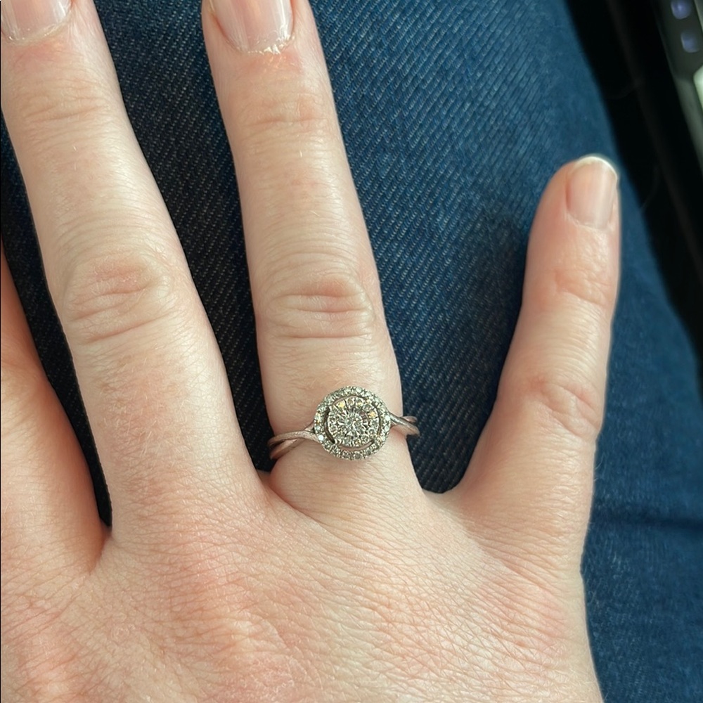 Lab Created Diamond Elegant Sterling Silver Halo Ring